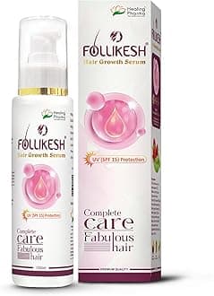 Healing Pharma - Follikesh® Hair Growth Serum with UV (SPF 15) Protection | Enriched with Raspbeey Seed Oil, Redensly & Niacinamide | Control Hair Fall, Dry Frizzy Hair, Curly Hair & Boost Hair Growth - 100ml