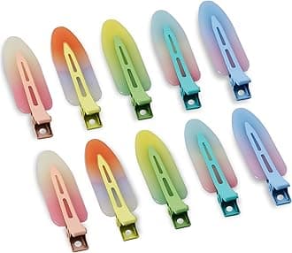 Cptots 10 Pcs Creaseless No Crease No Bend Flat Hair Clips For Styling Non Slip Makeup Clips For Women Salon Hairstyle,Assorted Blue Green Red
