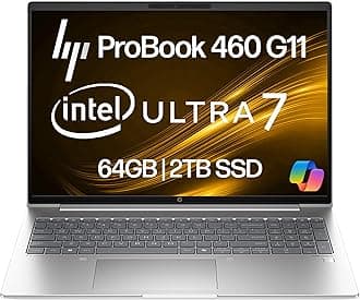 HP ProBook 460 G11 Business Laptop 16” FHD+ Display, Intel Core Ultra 7 155U (Beats i7-1355U), 64GB DDR5 RAM, 2TB NVMe, Wi-Fi 6E, RJ-45, Webcam, Backlit Keyboard, Win 11 Pro - Pike Silver Plastic