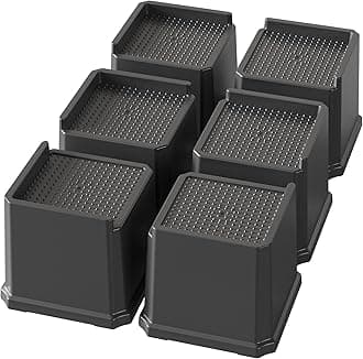 Bed Risers 4 Inch Heavy Duty 6 Pack Oversized Bed Furniture Elevators 1,500 lbs Lifts Up Riser for Sofa and Table