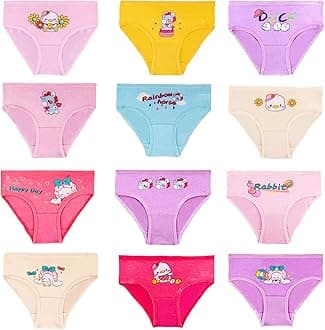 12 Cotton Briefs for Girls Underwear with Various Designs 2-10 Years