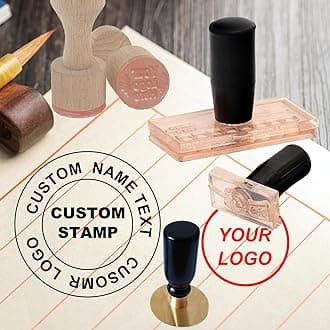 Custom Stamp with Logo Name, Multiple Size Personalized Rubber Stamps with Handle for Business,Stamp Maker,Return Address Stamps (Square 1 in)