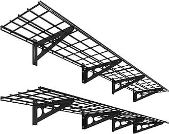 FLEXIMOUNTS 12-inch-by-72-inch Wall Shelf Garage Storage Rack Wall Mounted Floating Shelves,1x6ft,Black, 2-Pack, Classic Series