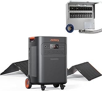 Jackery Explorer 5000 Plus Portable Power Station with 500W Solar Panels and Manual Transfer Switch, 5040Wh Power Station, 7200W AC Output Solar Generator for Home Use, Emergency Backup