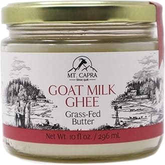 Mt. Capra Goat Milk Ghee | Grass-Fed Clarified Butter High in MCT Oil Perfect for Bulletproof Coffee, Keto, Paleo, and Whole 30 Diets | Pasture Raised and Unsalted | 59 Servings - 10 fl oz