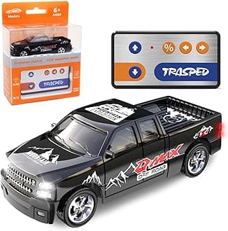 1:64 Black Remote Control Toy Cars for Kids 2.4Ghz Adjustable Speed Scale Alloy Pickup RC Trucks with Trailer & Car Lights,USB-C Recharging,Easy to Operate,Festive Gift for Children,Boys,Girls