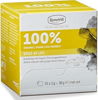 Ronnefeldt100% Spice of Life - Organic Herbal Tea with Ginger Lemon Flavour, 15 Tea Bags of 2 g, 30 g | Organic | Vegan | Eco-friendly