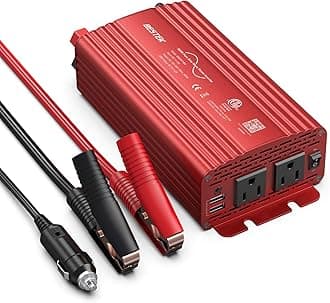 BESTEK 500W Pure Sine Wave Power Inverter DC 12V to AC 110V Car Plug Inverter Adapter Power Converter with 4.2A Dual USB Charging Ports and 2 AC Outlets Car Charger, ETL Listed