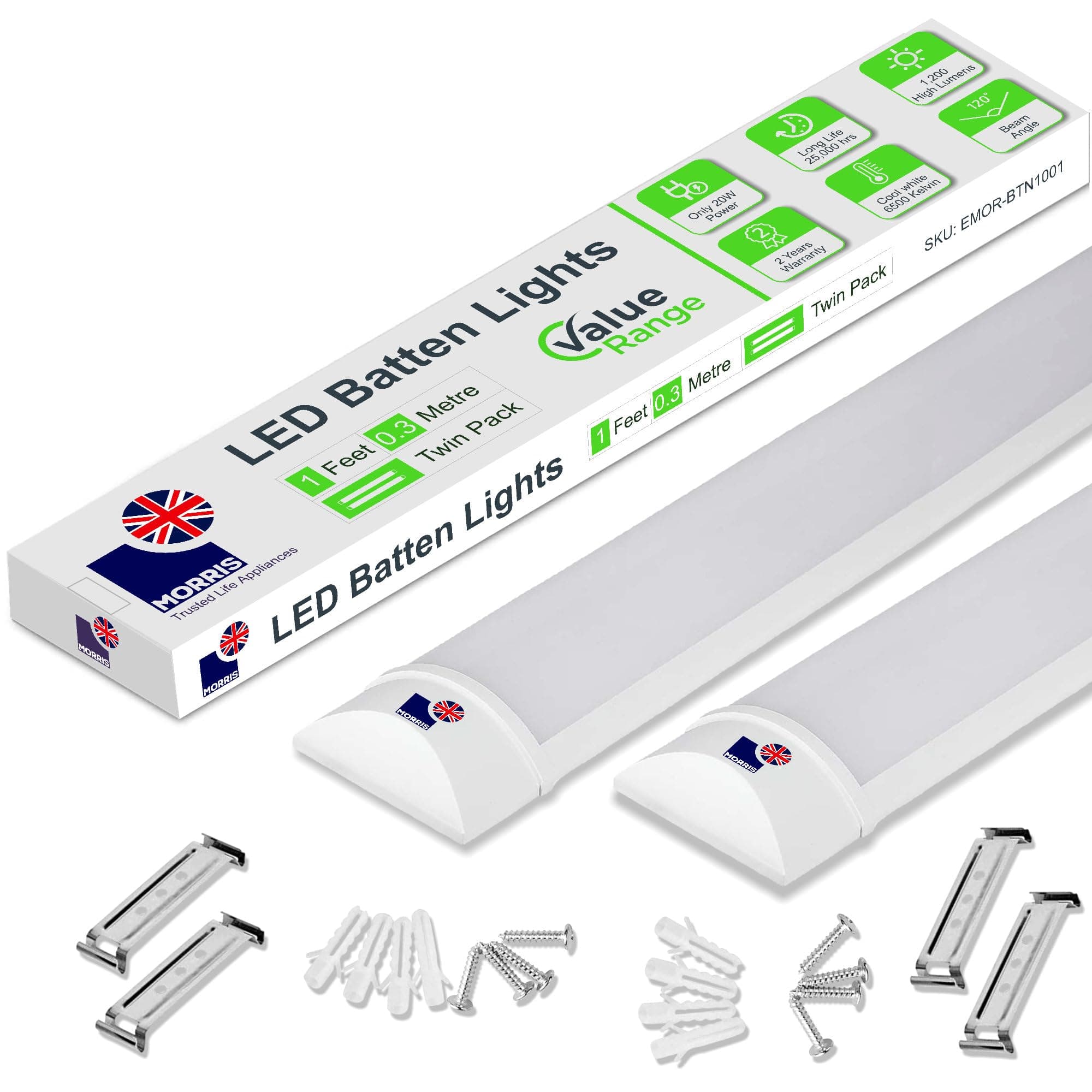 1ft Twin Morris LED Batten