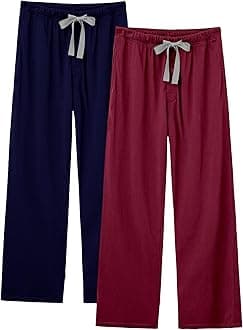 EA'S SECRET Men's 100% Cotton Pajama Bottoms Stretch Waist Soft Drawstring Sleep Lounge Pj Pants with Pockets