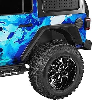 Hooke Road Wrangler JL Rear Fender Flares for 2018-2026 Jeep Wrangler JL & Unlimited 2/4 Doors, 2PCS Flat Fenders Steel Mud Guard