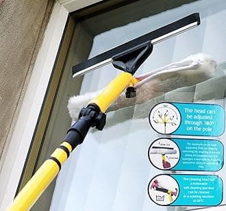 Professional Window Squeegee Cleaner Equipment,350cm Extendable Window Pole Glass Cleaning Tools for Indoor/Outdoor for High Window (Complete Kit)