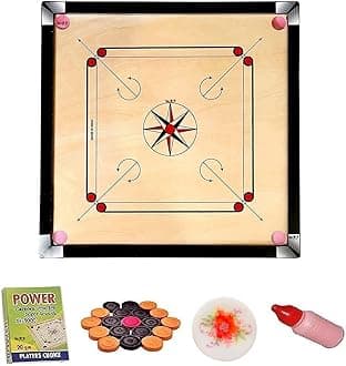 WRF Superior Matte Finish Practice Carrom Board for Serious Professional Practice with Coins Striker and Powder Black New(32 inch Carrom TS-2)