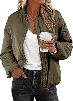EVALESSPuffer Jackets for Women Zip Up Oversized Bomber Jackets Winter Outfits for Women Dressy Causal