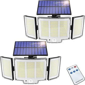2 Pack 348LED Solar Lights Outdoor Garden, 2000LM IP65 270° 3 Modes Solar Security Lights Outdoor Motion Sensor Outdoor Wall Lights Wireless Solar Wall Lights Outdoor Motion Sensor Lights Outdoor