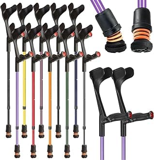 Flexyfoot Shock Absorbing Comfy Grip Adjustable Crutches - Lilac - Pair | Improve Safety, Improve Comfort, Reduce Shocks & Jarring