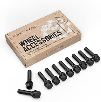 10pcs Extended Lug Bolts 14x1.25 (40mm Shank Length - Not OEM Length, Cone Seat) Compatible with BMW 228i 320i 328i 335i 428i 435i 528i 535i 535d 550i F10 F30 640i M3 M4 M5 M6 X3 X5 - Black