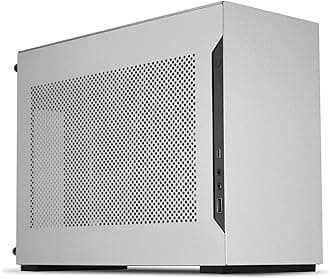 A4-H2O A4 Mini-ITX PC Case with PCIe 4.0 Riser, Mesh Aluminum Panels, Support for 240mm Radiator and Triple-Slot GPU – Silver
