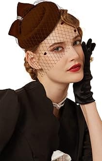Cizoe Fascinator Hats for Women 20s 50s Vintage Pillbox Hat Kentucky Derby Fascinators Flower Veil Wedding Tea Party Hat