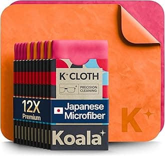 Koala Lens Cleaning Cloth | Japanese Microfiber | Glasses Cleaning Cloths | Eyeglass Lens Cleaner | Eyeglasses, Camera, VR/AR Headset, and Screen Cleaner | Pink & Orange (Pack of 12)