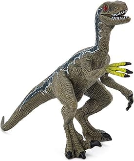 Zappi Co Childrens Velociraptor Blue/Grey Dinosaur Figure Toy (14cm Length) Realistic Detailed Dino Collection for Kids - Action Figures for Playtime Fun & Learning