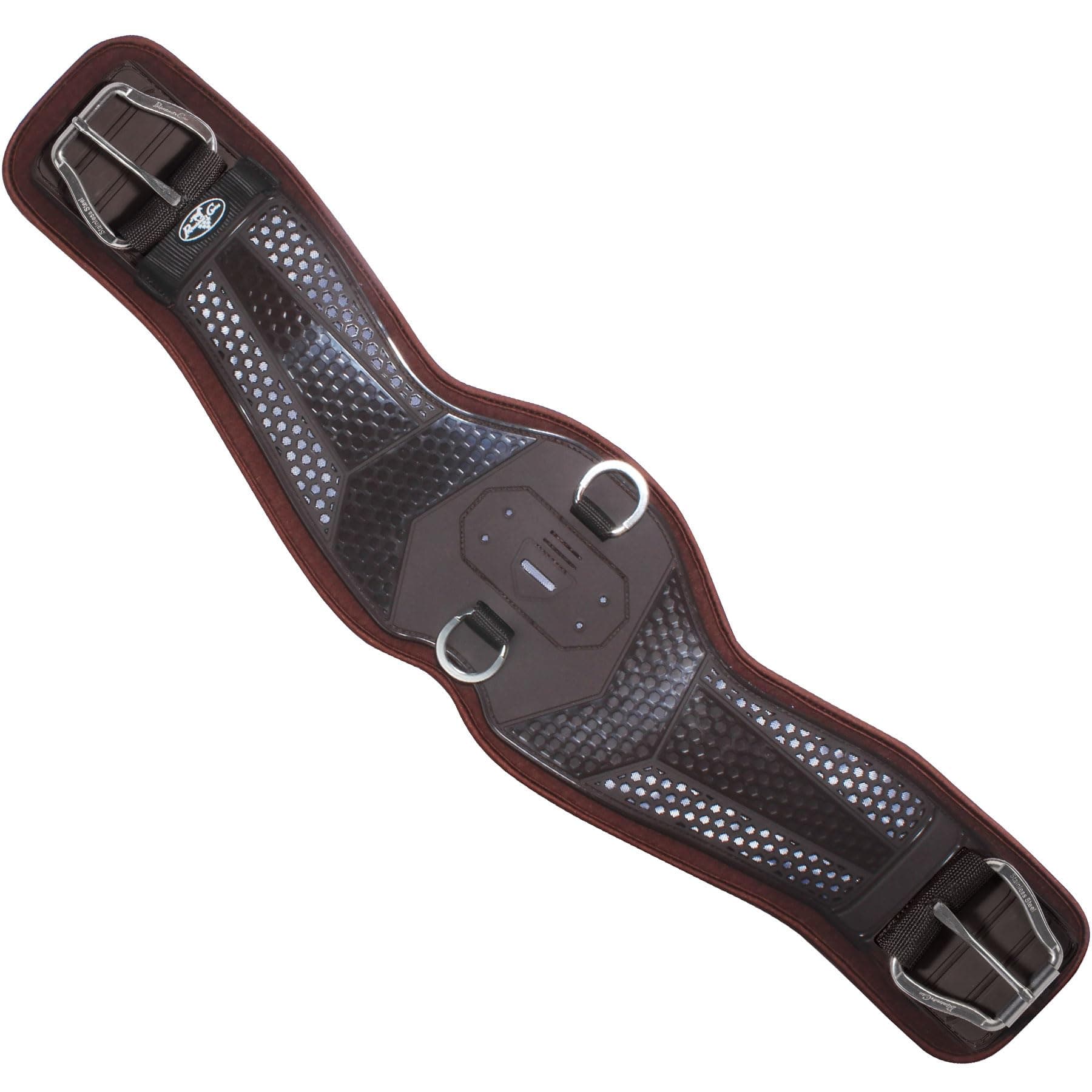 Contoured VenTECH Cinch for Horses - Durable Ventilated TPU Outer Shell Breathable Saddle Fixation with Stainless Steel Buckles - Lining Options