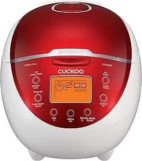 CR-0655F Micom Rice Cooker & Warmer, 6 Cups, LCD-Display 11-Menu Options, Turbo, Mixed, and Brown/GABA, Porridge, Steam MultiCook, My Mode, 16-Various Cooking Methods, Plastic, Red/White