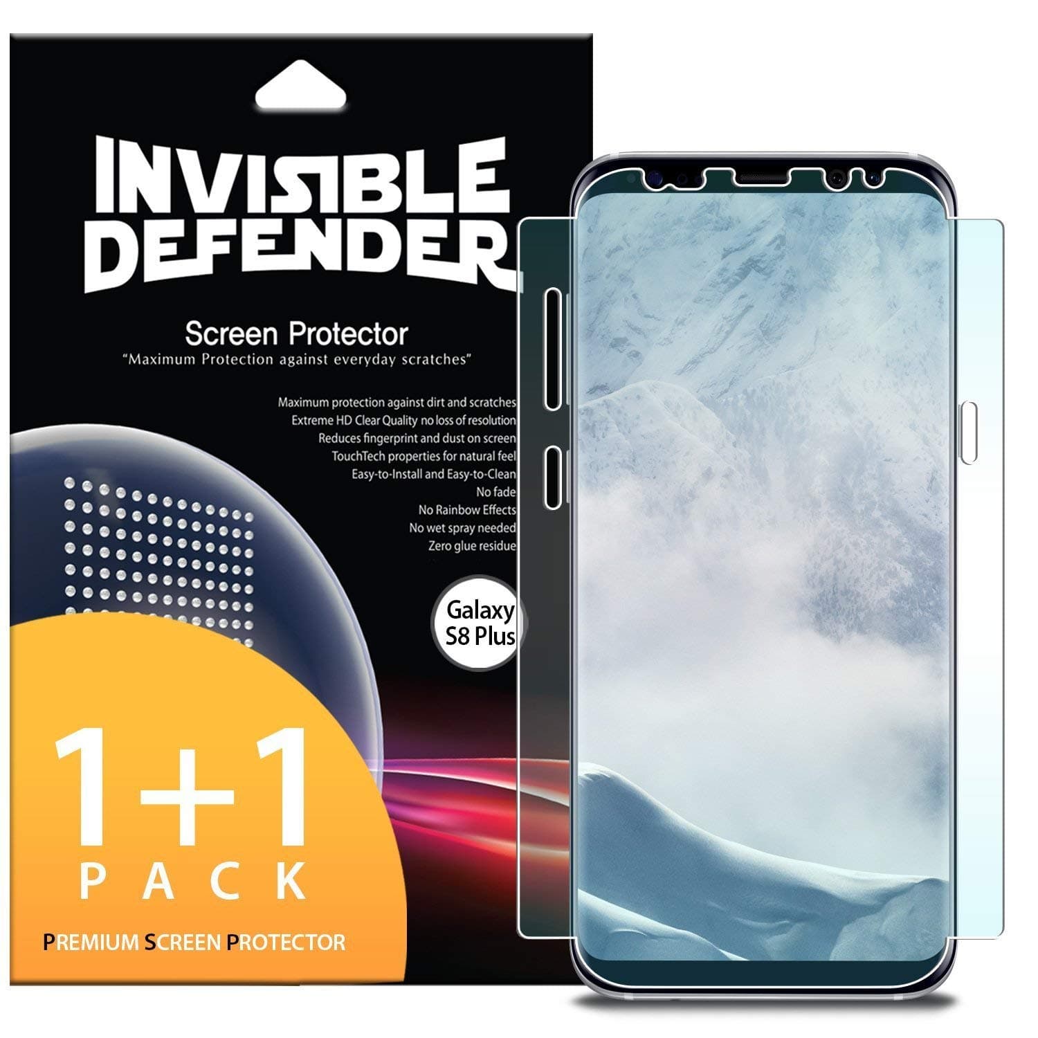 Ringke Screen Protector Compatible with Galaxy S8 Plus Invisible Defender Full Coverage Version Flexible Edge to Edge Wing Coverage Case Friendly HD Clear Film for Galaxy S8 Plus