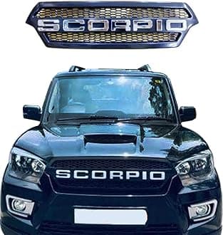 CAR SAAZ Raptor Style Alpha Front Grill Silver Compatible with Scorpio Type 4(2018-2021)