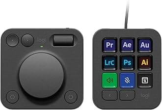 Logitech MX Creative Console, 9 Customizable LCD Keys, Stream Deck Accessories,Connectivity Technology USB-C, Control Dial for Graphic Design, Zoom, Spotify - Graphite, 3-Month Adobe Cloud Membership