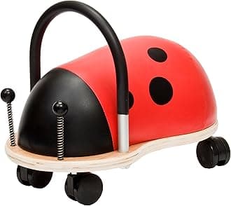 Toddler Wooden Ride-On, Multi-Directional Castor Wheels, Safety Certified Developmental Toy for Outdoor/ Indoor Fun, Small (1 - 3 Years), Ladybird