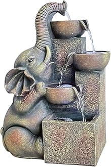 SEINHIJO Outdoor Fountain Floor Water Fountain Fengshui Waterfall Garden Office Fountain LED Light 15 x 9 x 20 inch