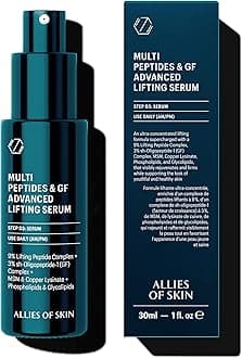 Allies of Skin Multi Peptides & GF Advanced Lifting Serum with 3% sh-Oligopeptide-1 (Growth Factor) Complex, 9% Lifting Peptide Complex, MSM, Copper Lysinate, Phospholipids & Glycolipids. 30 ml/ 1 oz