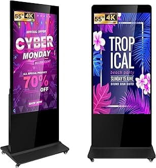 55" Digital Signage Display Kiosk Non Touchscreen Digital Kiosks Interactive Floor Standing 4K IPS LCD Screen Commercial Totem with Android 11 System Interactive Advertising Media Player
