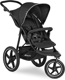 hauck Runner 2, Black - Robust All Terrain Pushchair with Raincover, XL Pneumatic Air Wheels, UPF 50+, Reclining Backrest from Birth up to 22 kg, Height-Adjustable Handle, XL Mesh Window