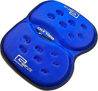 LITE Travel Gel Foam Cushion | Back Pain, Sciatica, Pressure Relief | Relieves Tailbone Discomfort, Promote Healthy Posture | Ergonomic Comfort | Car, Commute, Airplane and Travel - Blue