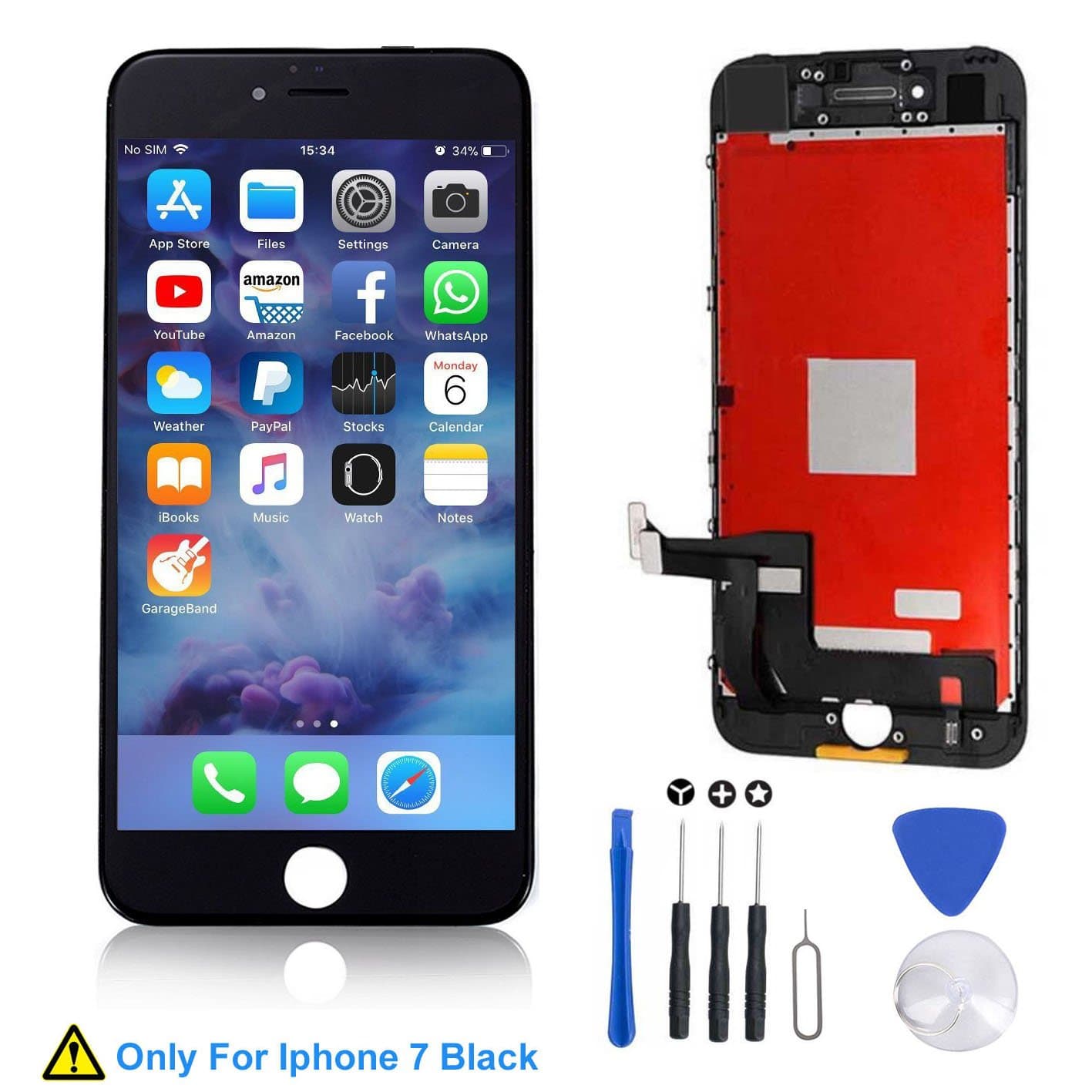 EXW iPhone 7 4.7" Screen Replacement LCD Digitizer Touch Screen Frame Assembly Full Set with 3D Touch and Repair Kits (Black)