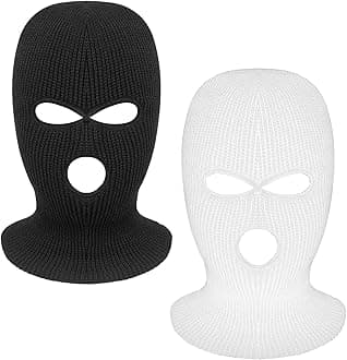 2 Pieces 3-Hole Full Face Mask Cover Ski Mask Winter Balaclava Cap Knitted Face Cover for Winter Outdoor Sports