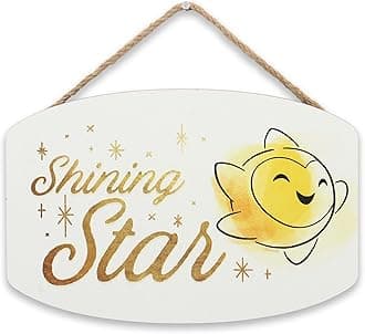 Disney Wish Shining Star Hanging Wood Wall Decor - Adorable Shining Star Sign for Kids' Bedroom or Play Room
