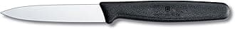 3.25 Inch Paring Knife with Straight Edge, Spear Point, Large Handle, Black