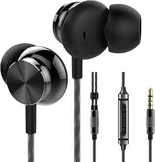 BS10 Earphones Wired Headphones in Ear Noise Isolating Earbuds with Microphone and Volume Control Powerful Bass Driven Sound, 12mm Large Drivers, Ergonomic Design