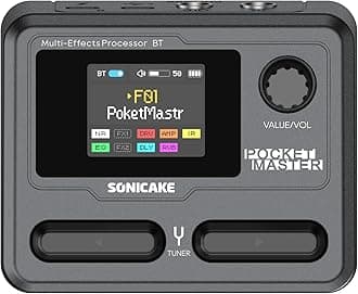 SONICAKE Multi-Effector Guitar Bass Amplifier Modeling IR Cabinet Simulation Stereo OTG USB Audio Interface BT Audio 1.77" LCD Color Screen Built-in Lithium Battery Procket Master