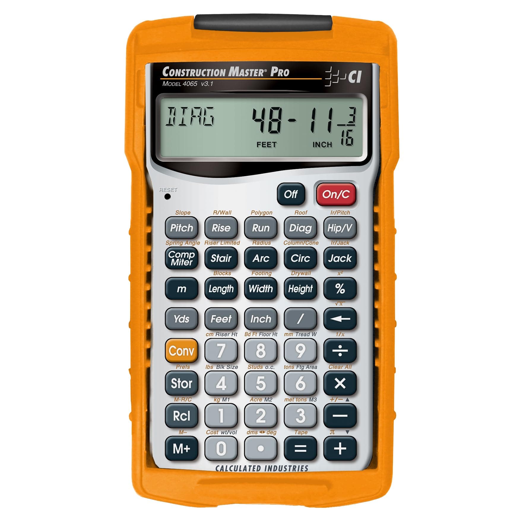 Calculated Industries 4065 Construction Master Pro Advanced Construction Math Feet-inch-Fraction Calculator for Contractors, Estimators, Builders, Framers, Remodelers, Renovators and Carpenters