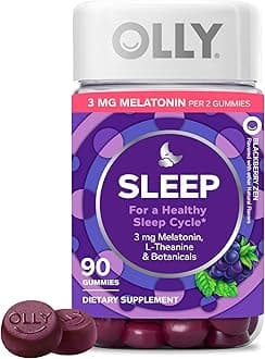 OLLY Sleep Gummy, 3mg Melatonin, L-Theanine, Chamomile, Lemon Balm, Sleep Aid, BlackBerry, 90 Count