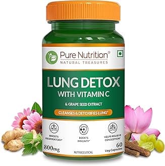 Pure Nutrition Lung Detox Supplement - 60 Veg Capsules | Quercetin, Vitamin C, Nettle, Vasaka Leaf, Lotus, Licorice & Ginger | Supports Lung Cleansing, Respiratory Health & Immune Defense | 100% Herbal Formula