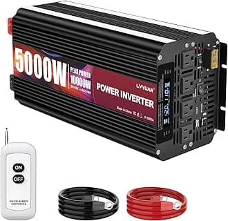 5000 Watt Power Inverter 12V to 110V 120V for Vehicle, Solar Inverter System, Heavy Duty, RV, Truck, Off Grid,Camping with 4 AC Outlets, LCD Display, Wireless Remote Control, Car Power Inverter