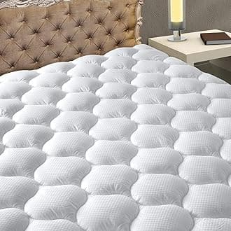 MATBEBY King Size Mattress Pad - Cooling Breathable Mattress Topper, Quilted Fitted Mattress Protector, Pillow Top Mattress Cover with 8-21" Deep Pocket, Soft, Machine Washable, White, 78x80 Inches
