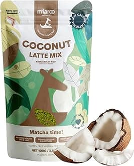 Coconut Matcha Latte 100g | Creamy Japanese Green Tea Powder with Coconut Flavor, Non-Dairy | No Artificial Sweeteners, 5g Sugar, 30mg Caffeine | Perfect for Hot or Cold Lattes | Miaroo