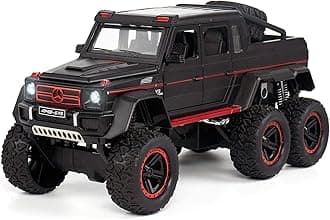 VARIYA ENTERPRISE® 1/22 Big Mercedes AMG G63 6X6 Toy Car Metal Pull Back Diecast Car with Openable Door and Sound Light, Gifts Toys for Kids【 Black 】