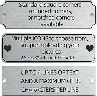 Brushed Stainless Steel Personalized Name Plaque,Engraved Custom Name Plate,Engraving Custom Name Plate with Adhesive Backing or Screws for URN,Trophy, Picture Frame (Silver)